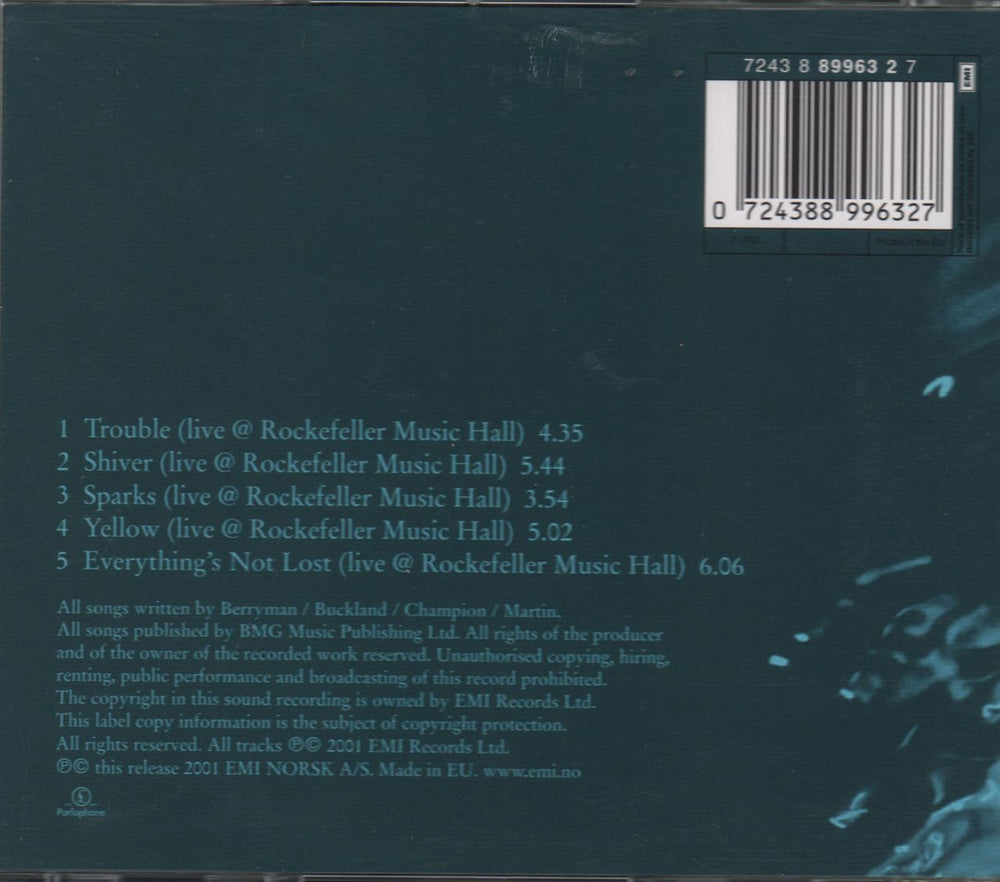 Coldplay Trouble - Norwegian Live EP Norwegian CD single (CD5 / 5") DPYC5TR179503