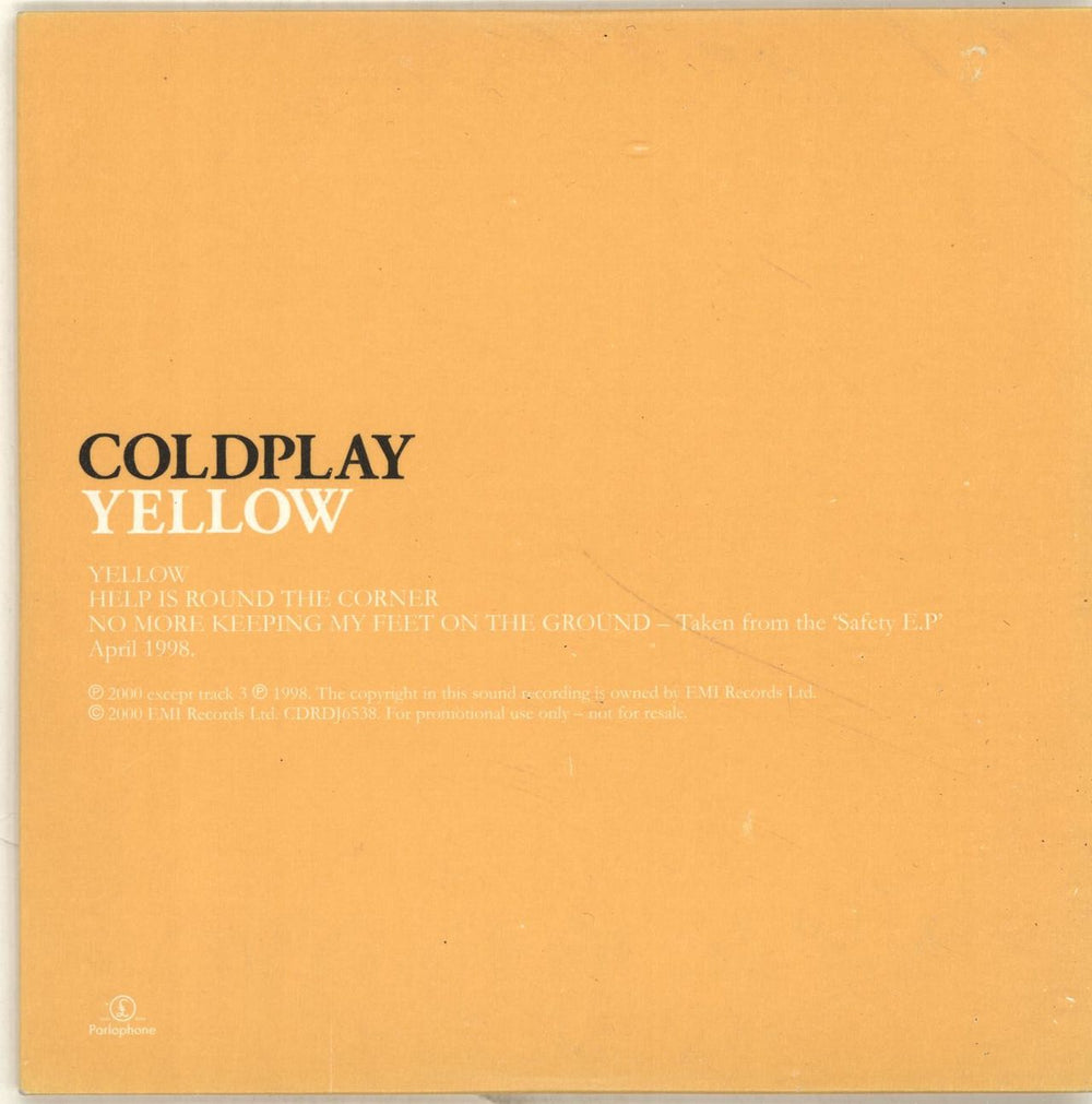 Coldplay Yellow UK Promo CD single (CD5 / 5") CDRDJ6538