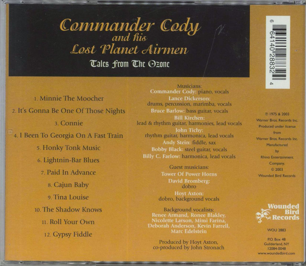 Commander Cody & The Lost Planet Airmen Tales From The Ozone US CD album (CDLP) 664140288324