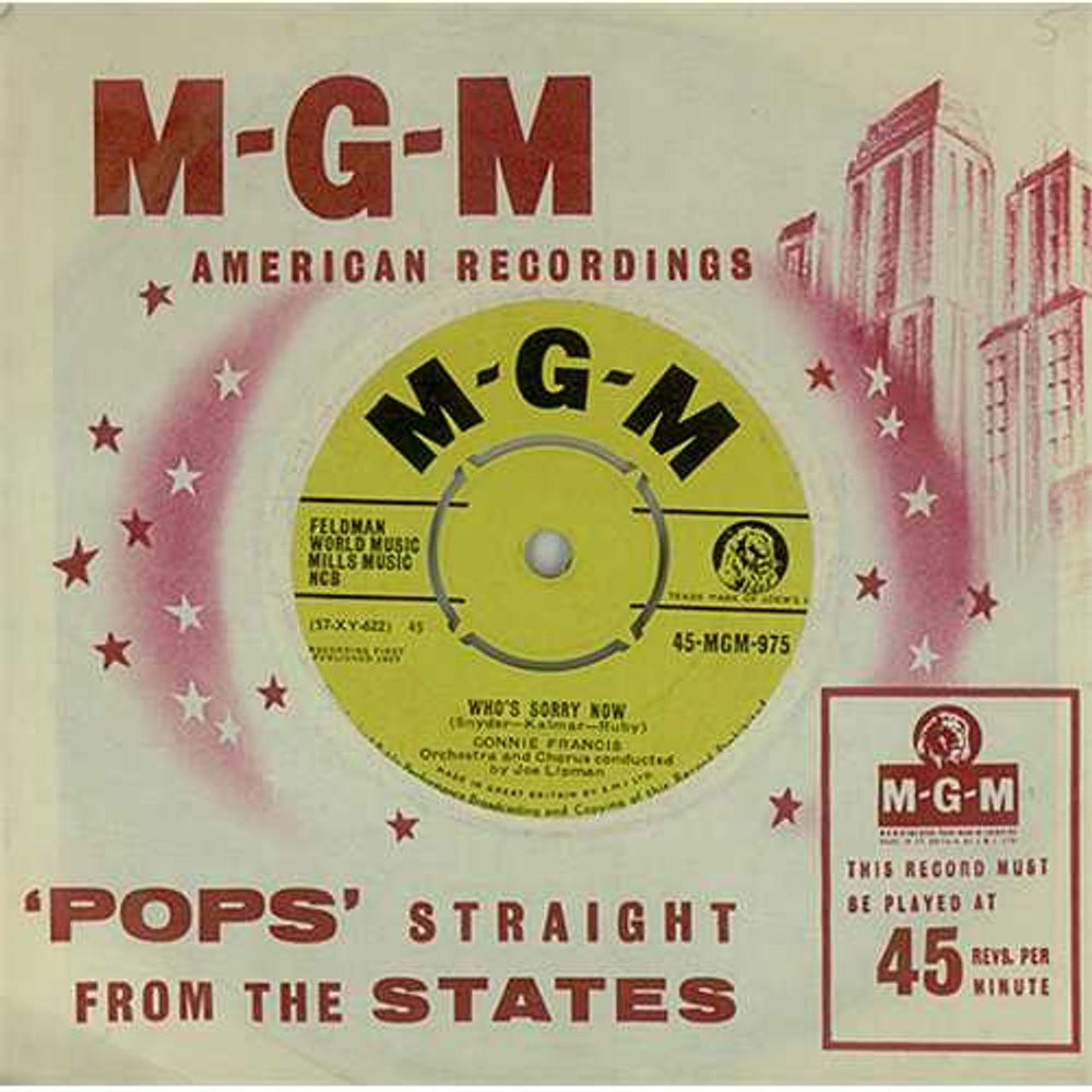 Connie Francis Who's Sorry Now UK 7" vinyl single (7 inch record / 45) 45-MGM-975