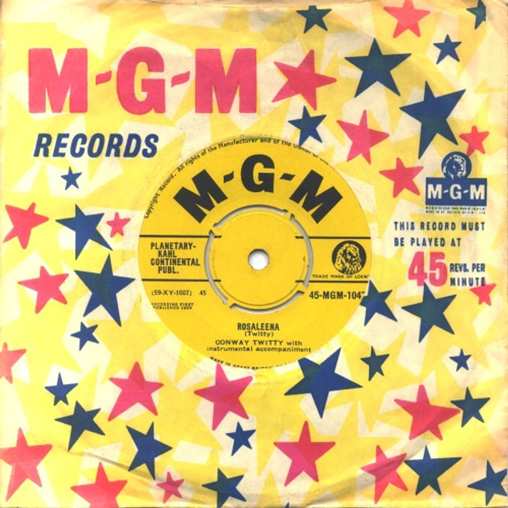 Conway Twitty Rosaleena UK 7" vinyl single (7 inch record / 45) 45-MGM-1047