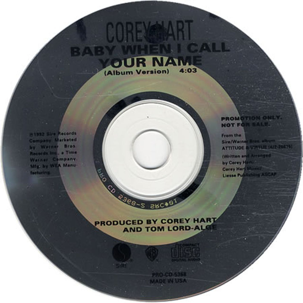 Corey Hart Baby When I Call Your Name US Promo CD single (CD5 / 5") PRO-CD-5368