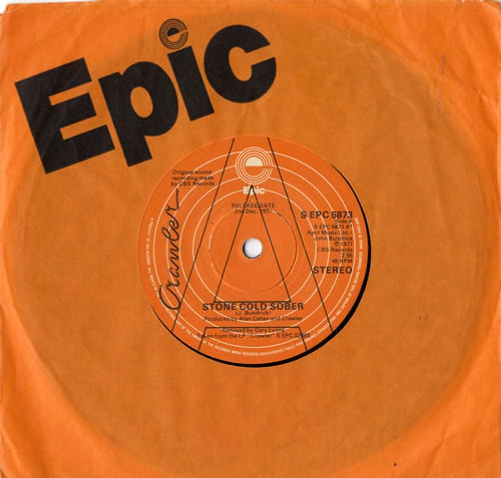 Crawler Stone Cold Sober - A Label UK 7" vinyl single (7 inch record / 45) SEPC5873