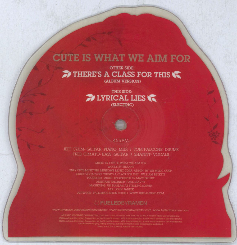 Cute Is What We Aim For There's A Class For This UK shaped picture disc (picture disc vinyl record) 075679430373