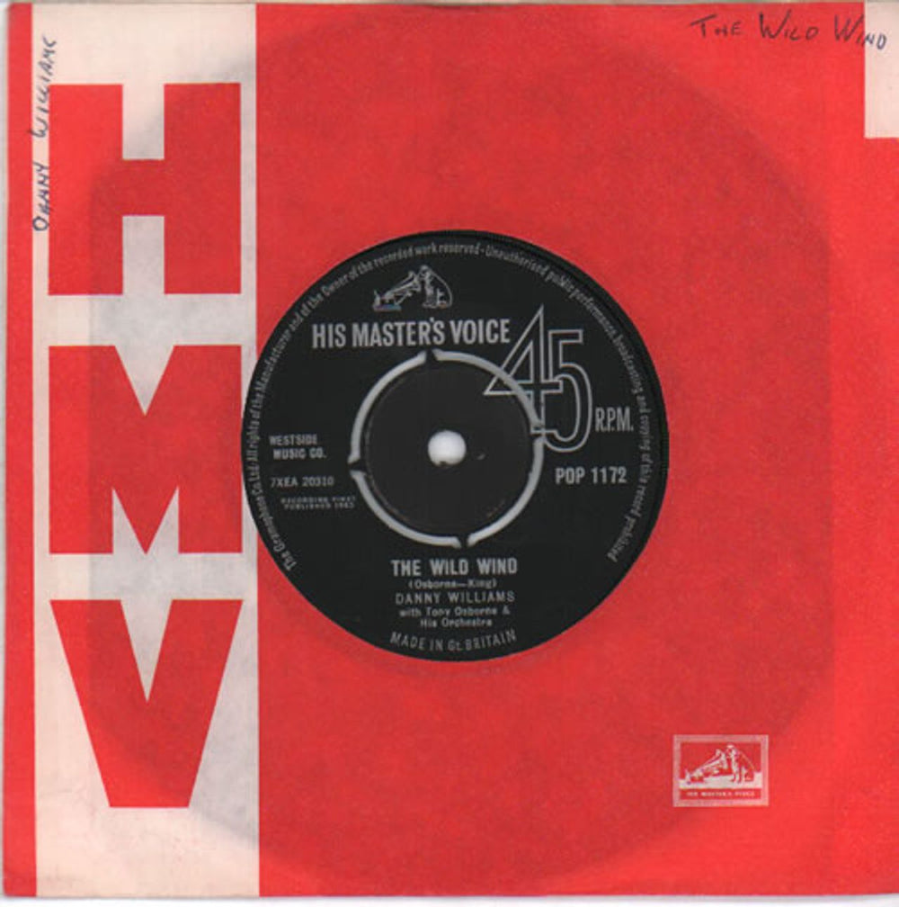 Danny Williams The Wild Wind UK 7" vinyl single (7 inch record / 45) POP1172