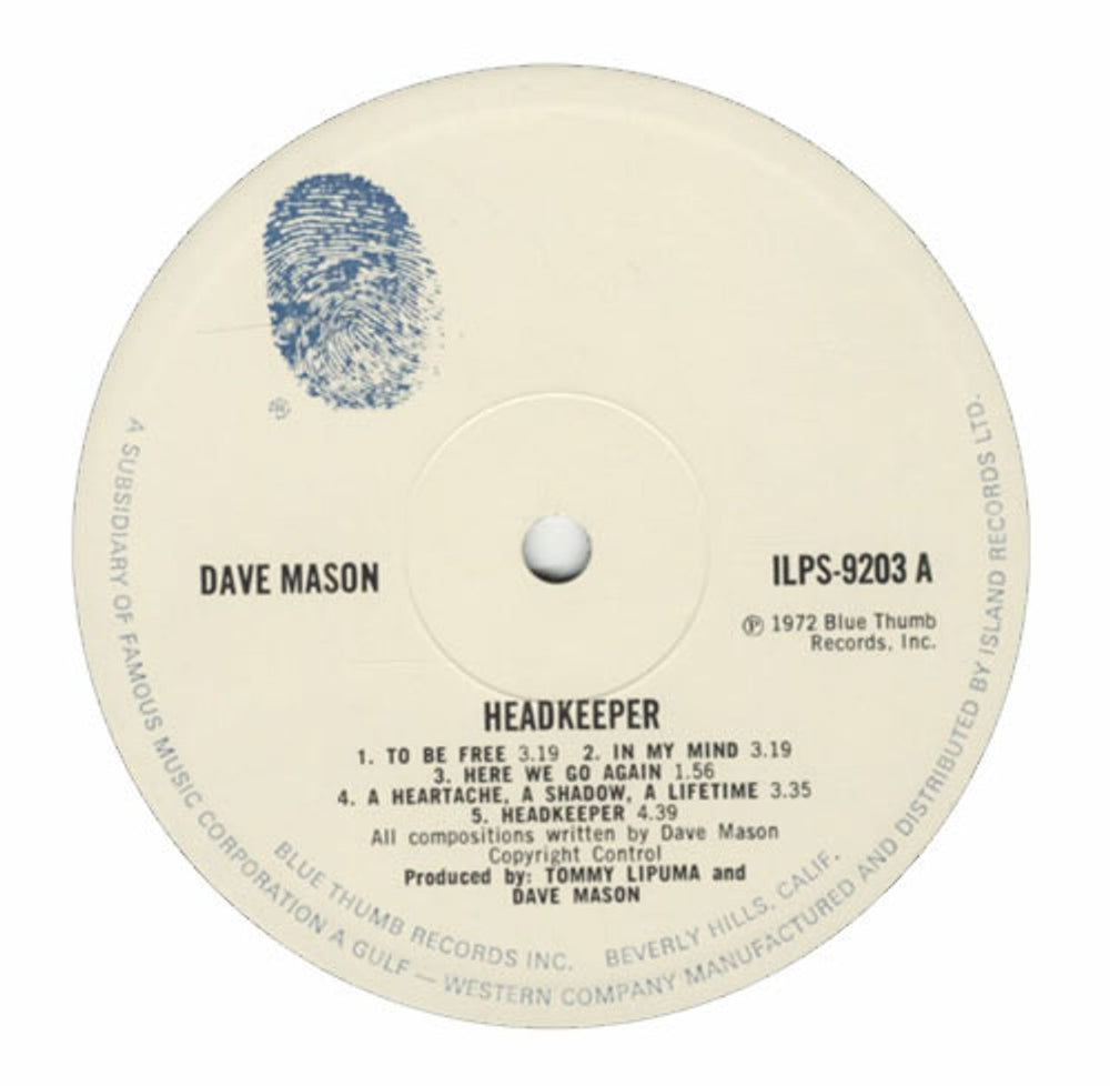 Dave Mason Headkeeper UK vinyl LP album (LP record) DMSLPHE186427