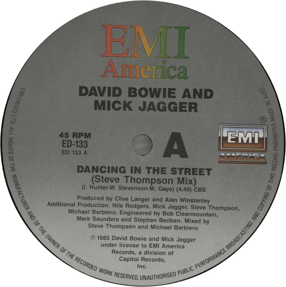 David Bowie Dancing In The Street Australian 12" vinyl single (12 inch record / Maxi-single)