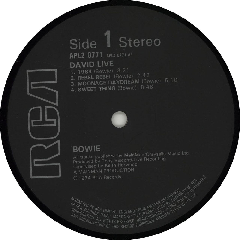 David Bowie David Live - Black Label UK 2-LP vinyl record set (Double LP Album) BOW2LDA318154