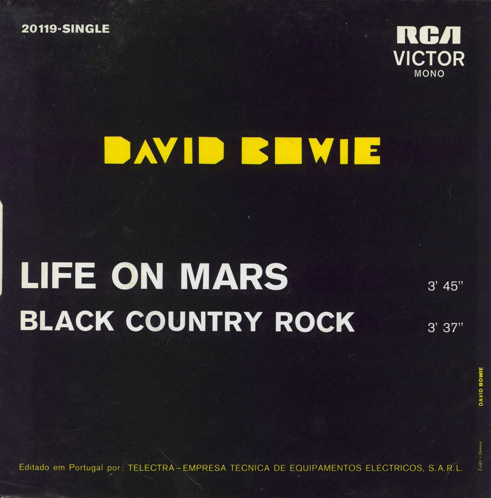 David Bowie Life On Mars - 'SPA' issue Portugese 7" vinyl single (7 inch record / 45)