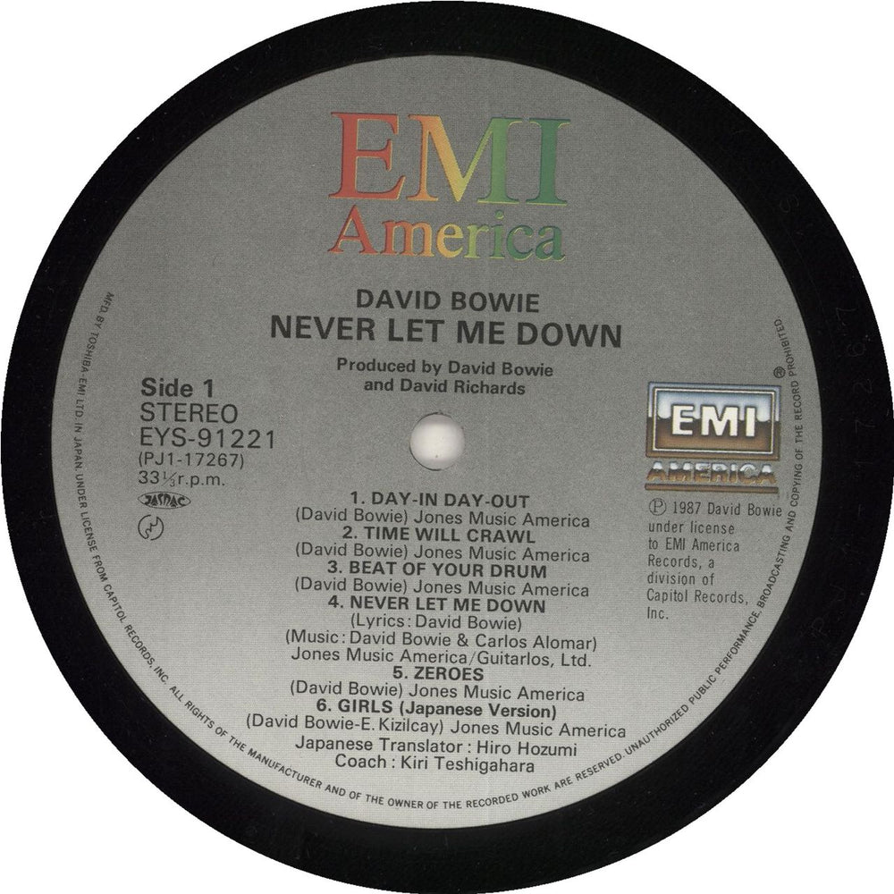 David Bowie Never Let Me Down + Poster Japanese vinyl LP album (LP record) 4988006612587