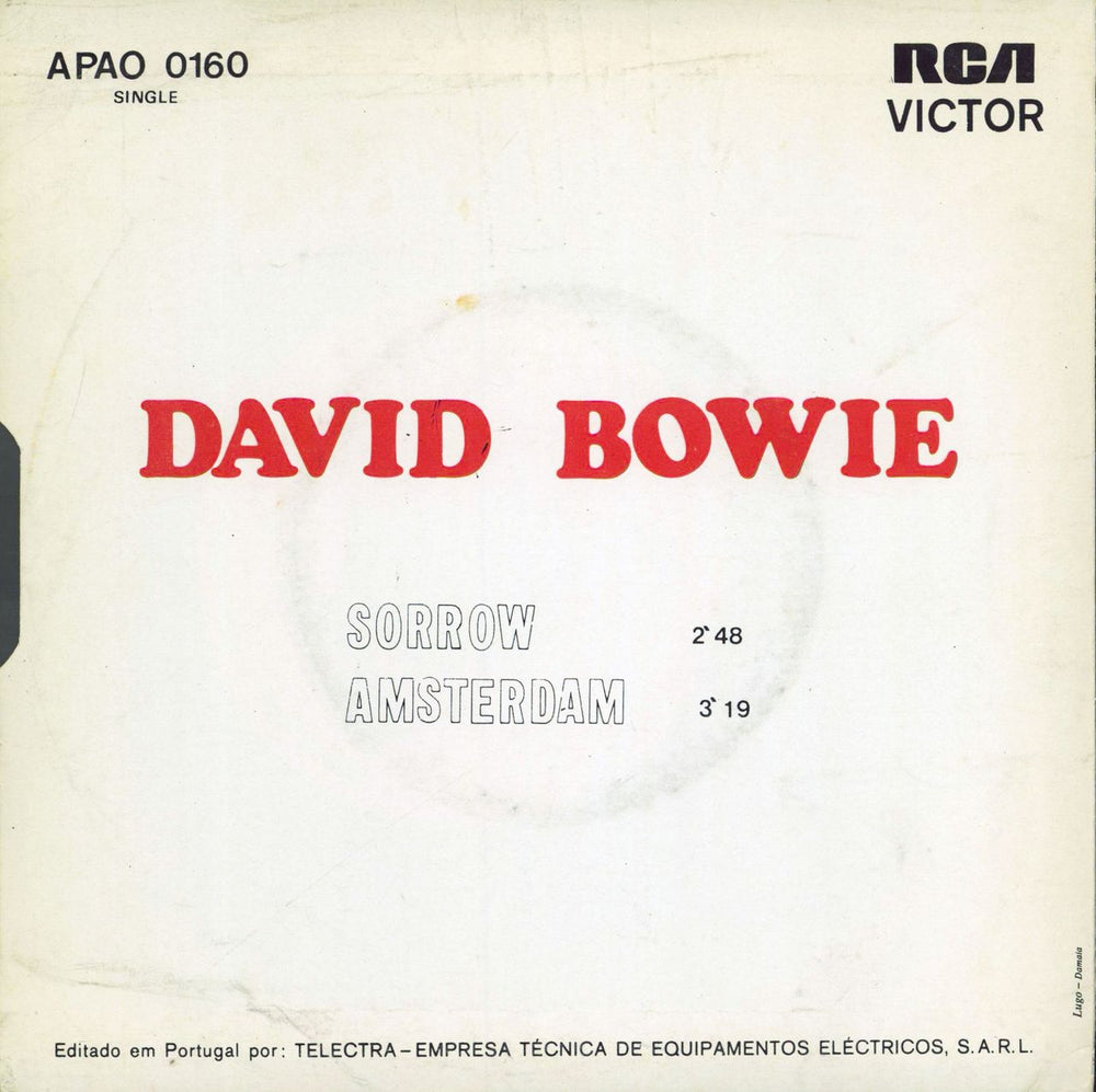 David Bowie Sorrow - 'SPA' issue Portugese 7" vinyl single (7 inch record / 45)
