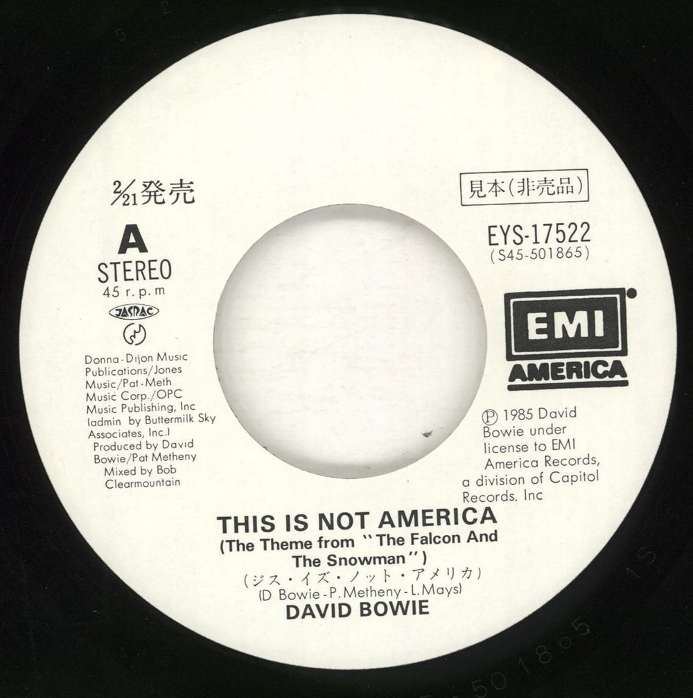 David Bowie This Is Not America Japanese Promo 7" vinyl single (7 inch record / 45) BOW07TH103615