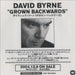 David Byrne Grown Backwards Japanese Promo CD-R acetate CDR ACETATE