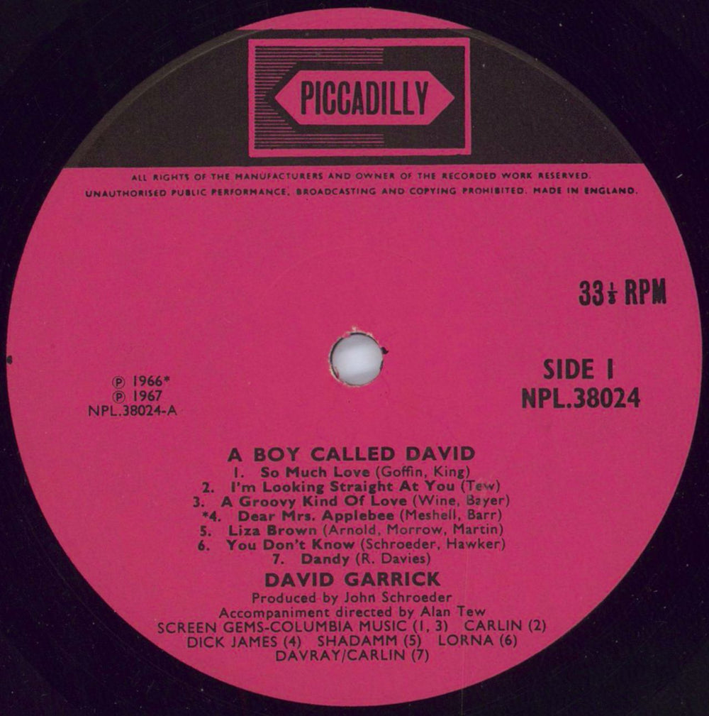 David Garrick A Boy Called David - EX UK vinyl LP album (LP record) DG-LPAB793593