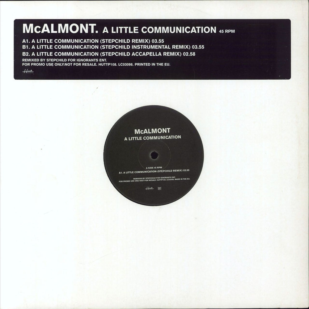 David McAlmont A Little Communication UK Promo 12" vinyl single (12 inch record / Maxi-single) HUTTP108