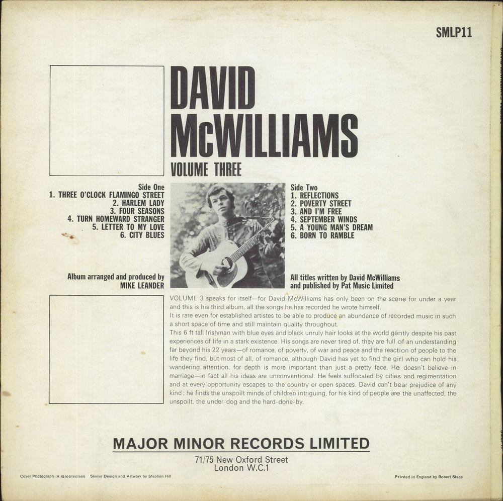 David McWilliams Volume Three -Stereo-VG UK vinyl LP album (LP record)