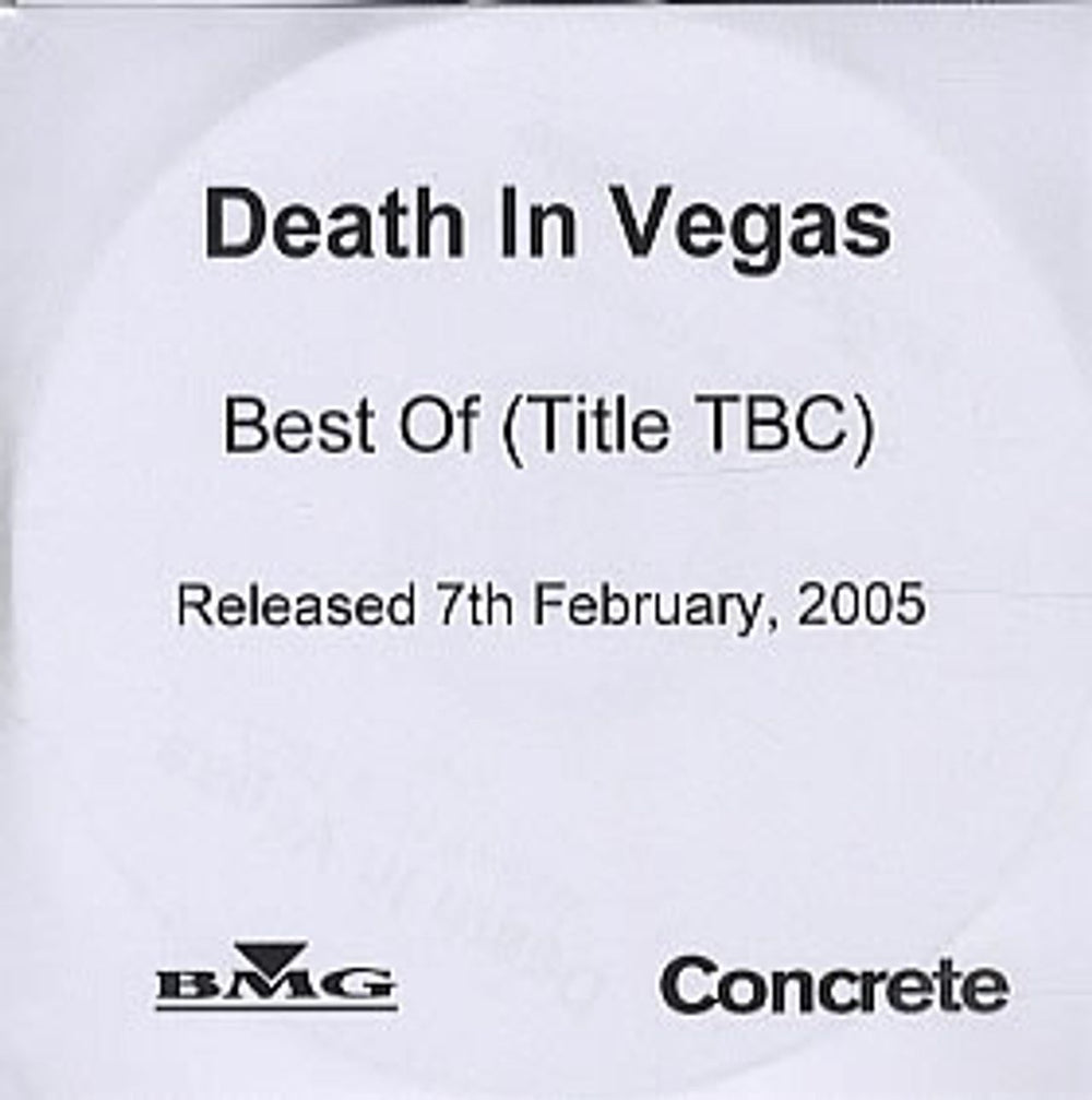 Death In Vegas Best Of UK Promo CD-R acetate CD-R ACETATE