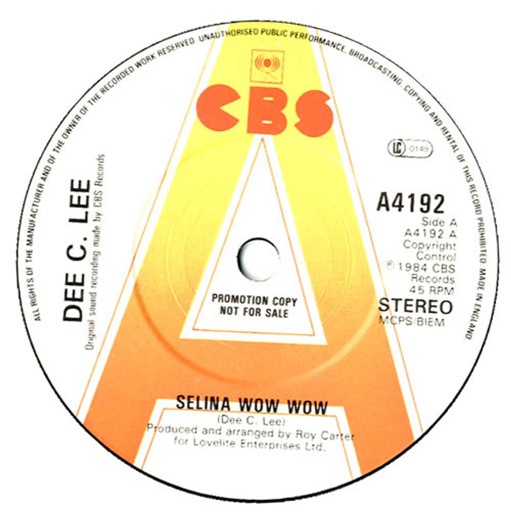 Dee C. Lee Selina Wow Wow UK Promo 7" vinyl single (7 inch record / 45) DCL07SE99167