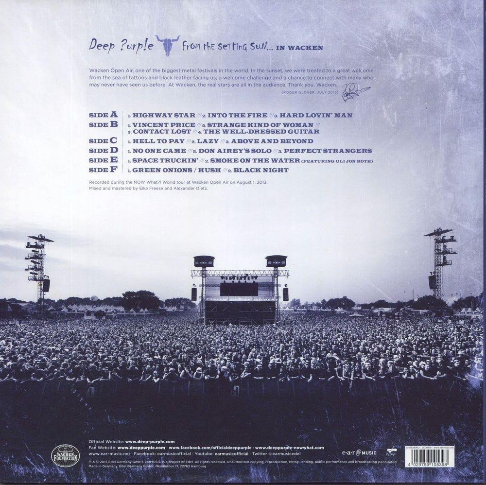 Deep Purple From The Setting Sun... (In Wacken) German 3-LP vinyl record set (Triple LP Album) 4029759105398