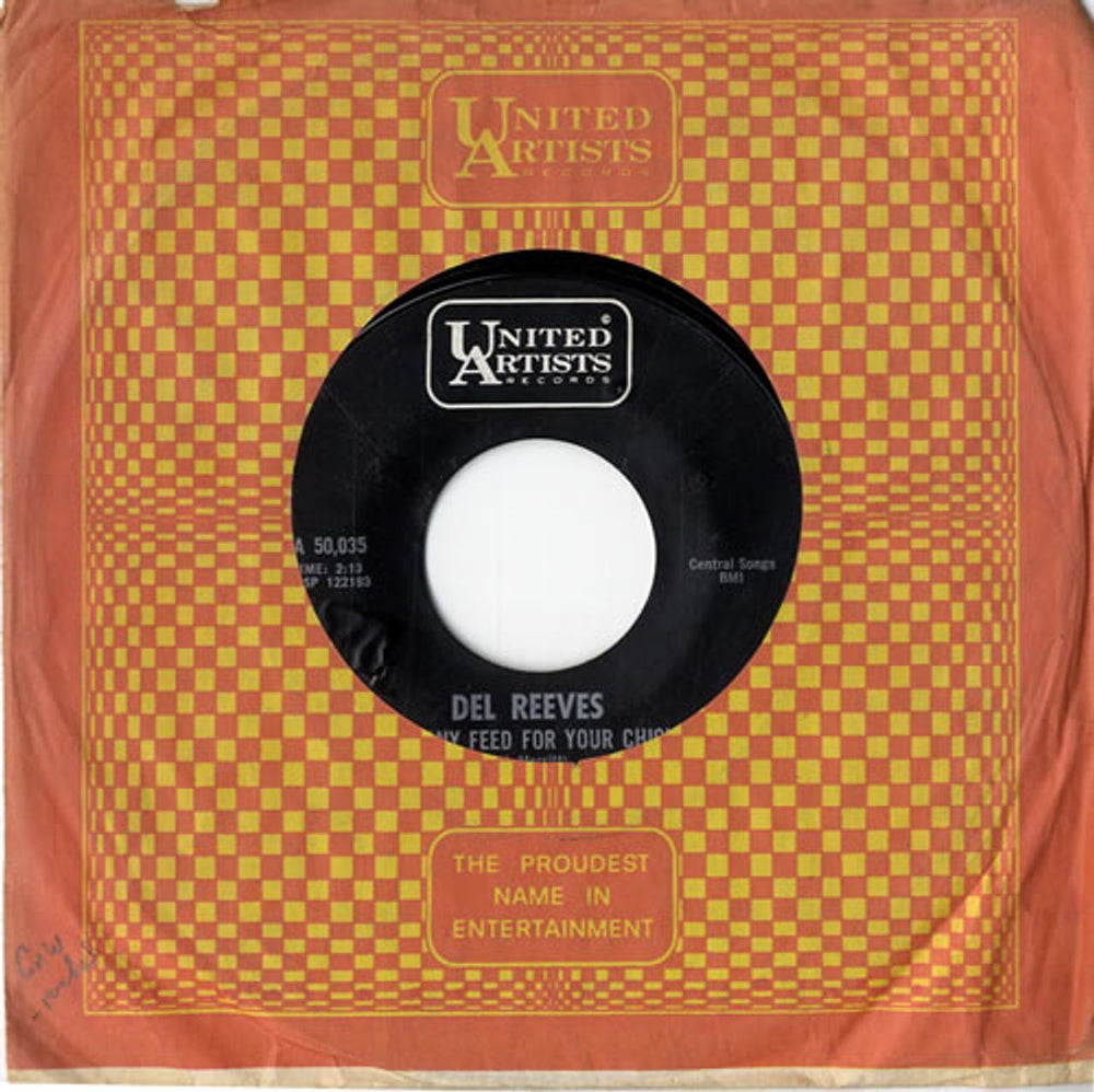 Del Reeves Gettin' Any Feed For Your Chickens US 7" vinyl single (7 inch record / 45) UA50,035