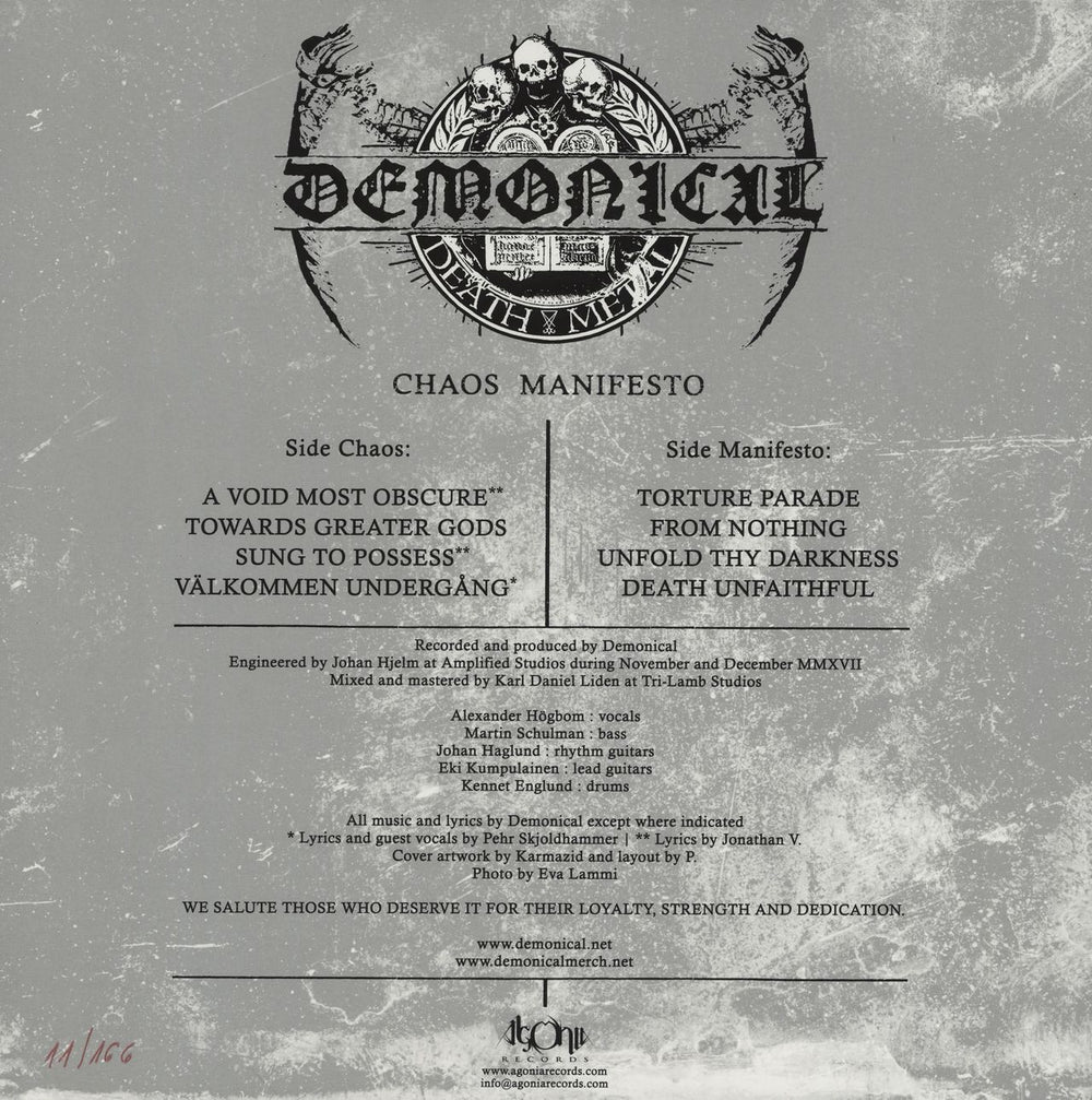 Demonical Chaos Manifesto - Clear Vinyl - Number 11 Polish vinyl LP album (LP record)