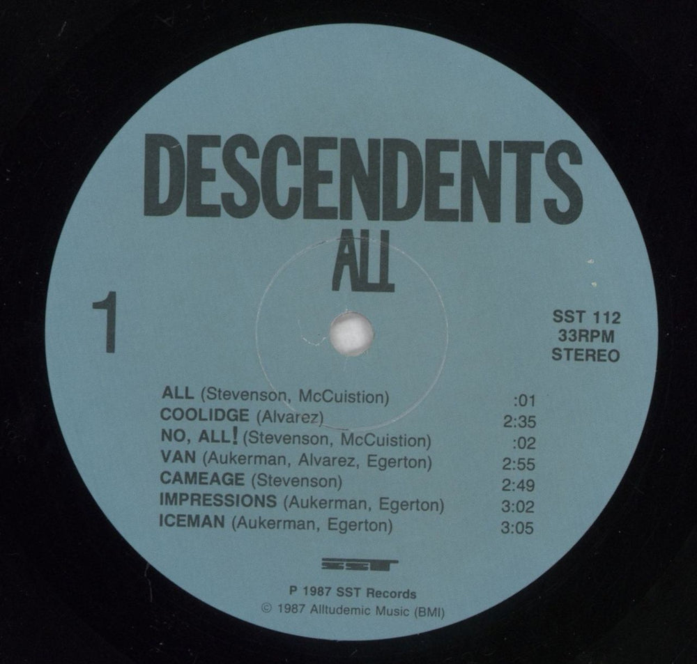 Descendents All - 1st US vinyl LP album (LP record) DECLPAL827290