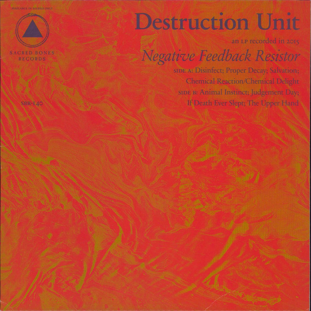 Destruction Unit Negative Feedback Resistor - Red vinyl US vinyl LP album (LP record) SBR-140