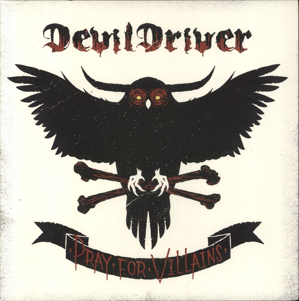 DevilDriver Pray For Villains - White With Red & Black Splatter UK 2-LP vinyl record set (Double LP Album) BMGCAT241DLP