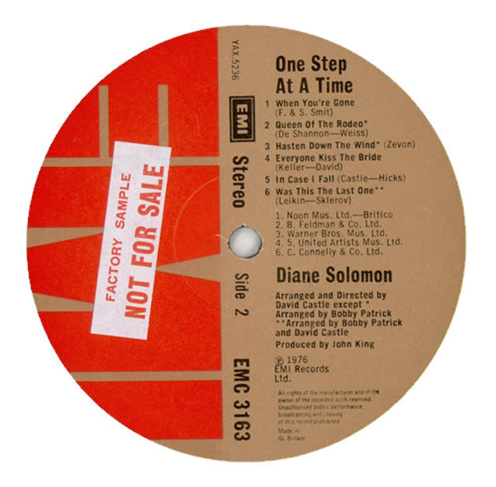 Diane Solomon One Step At A Time - Factory Sample UK Promo vinyl LP album (LP record) DMVLPON476070
