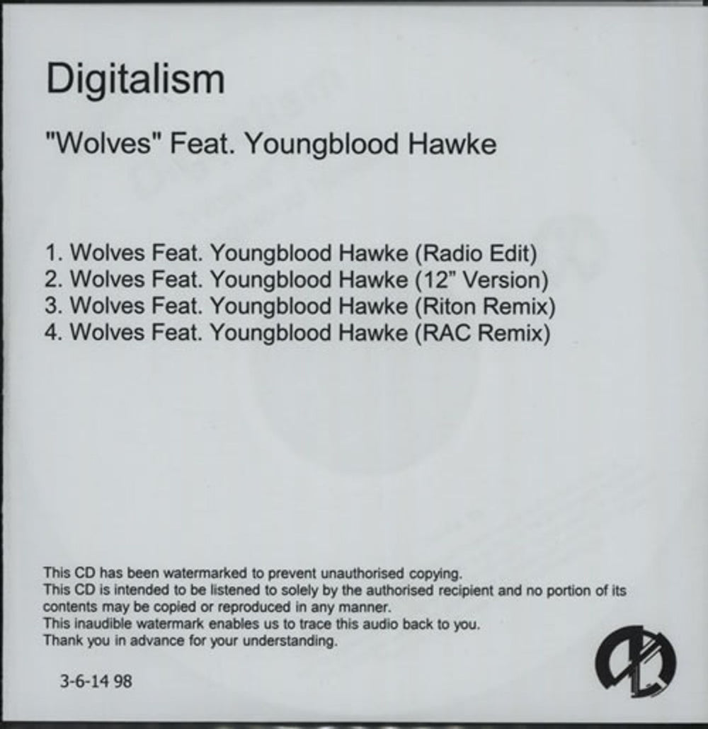 Digitalism Wolves UK Promo CD-R acetate CD-R