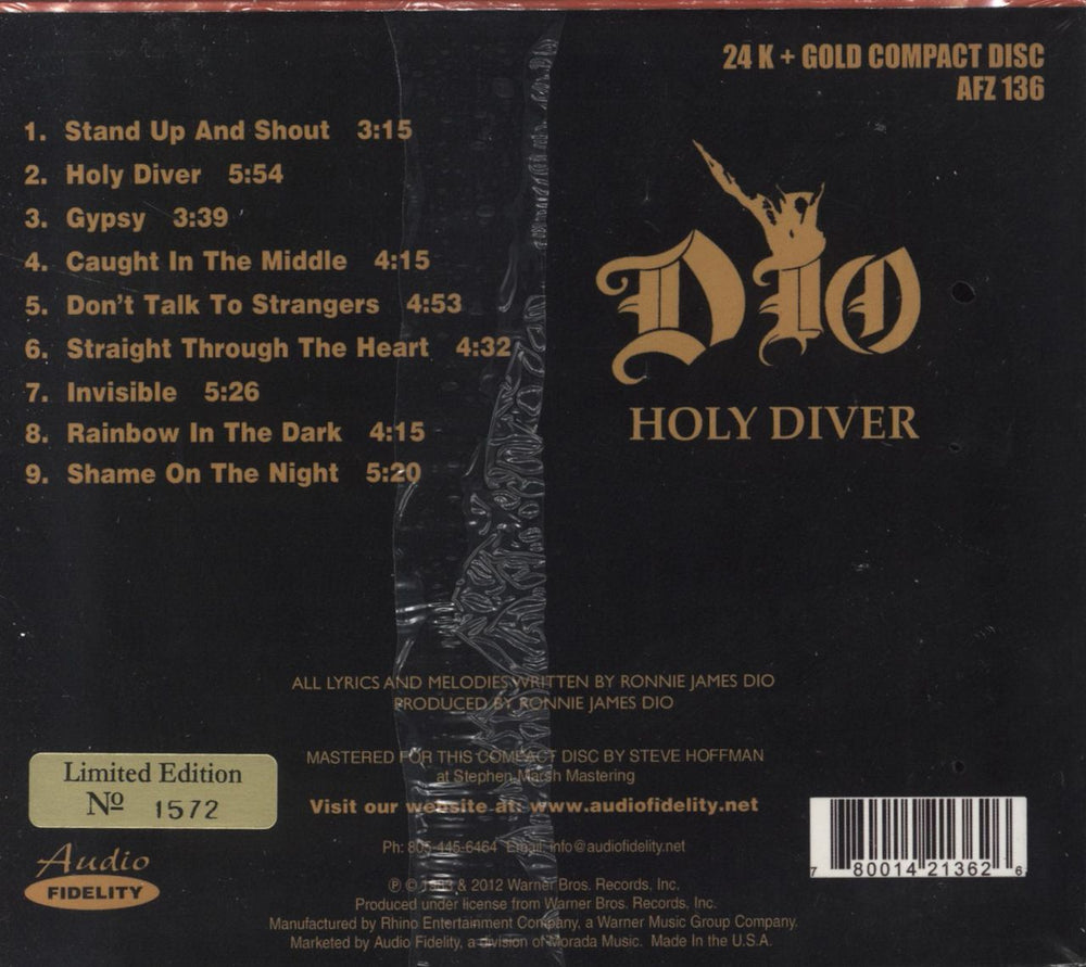 Dio Holy Diver - Sealed US CD album (CDLP) 780014213626