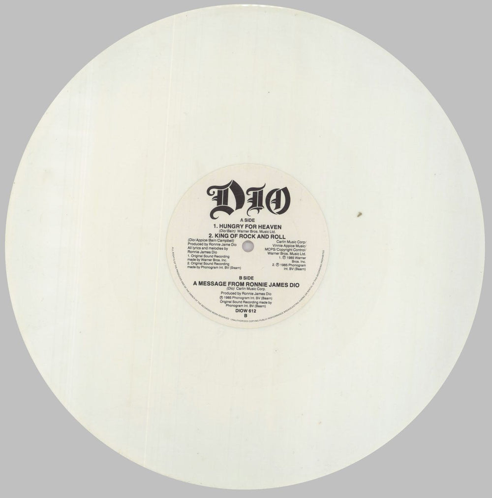 Dio Hungry For Heaven - White UK 12" vinyl single (12 inch record / Maxi-single)