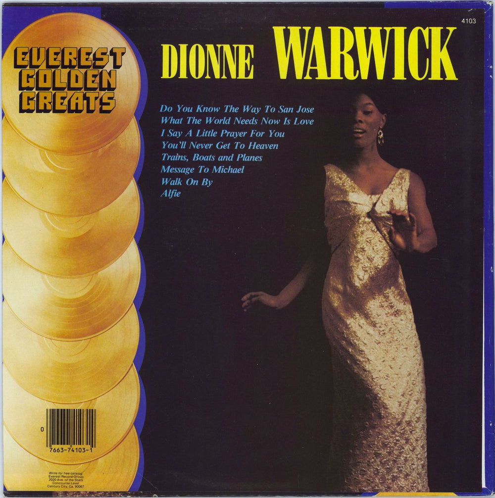 Dionne Warwick Everest Golden Greats US vinyl LP album (LP record)