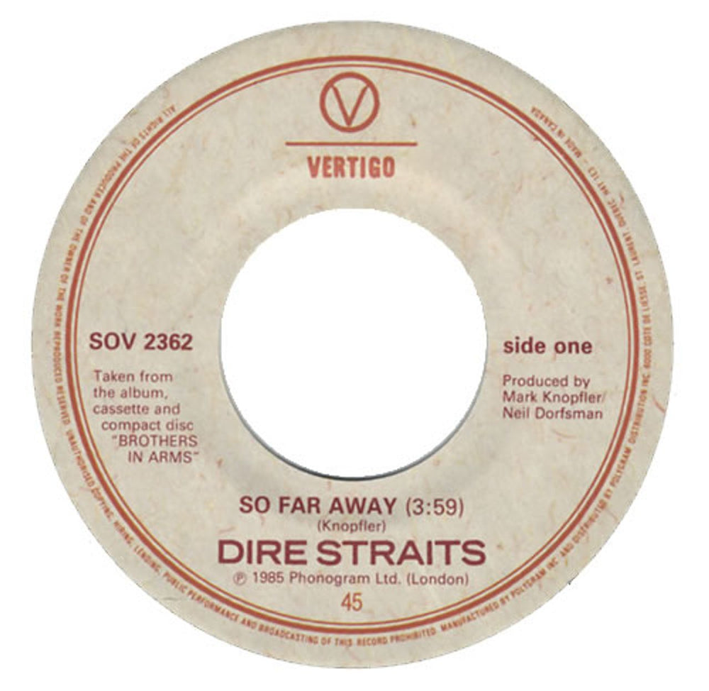 Dire Straits So Far Away Canadian 7" vinyl single (7 inch record / 45) DIR07SO141501