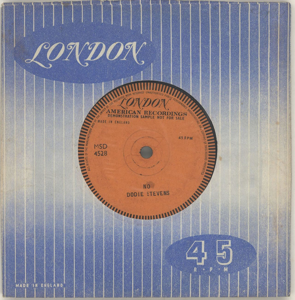 Dodie Stevens No - Demo UK Promo 7" vinyl single (7 inch record / 45) MSD4528