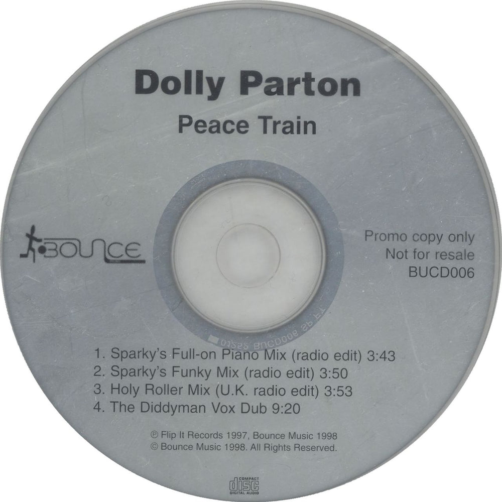 Dolly Parton Peace Train UK Promo CD single (CD5 / 5") BUCD006