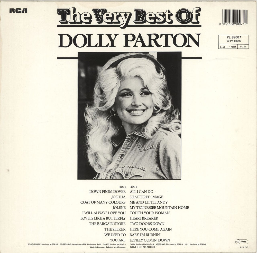 Dolly Parton The Very Best Of German vinyl LP album (LP record) 035628900715