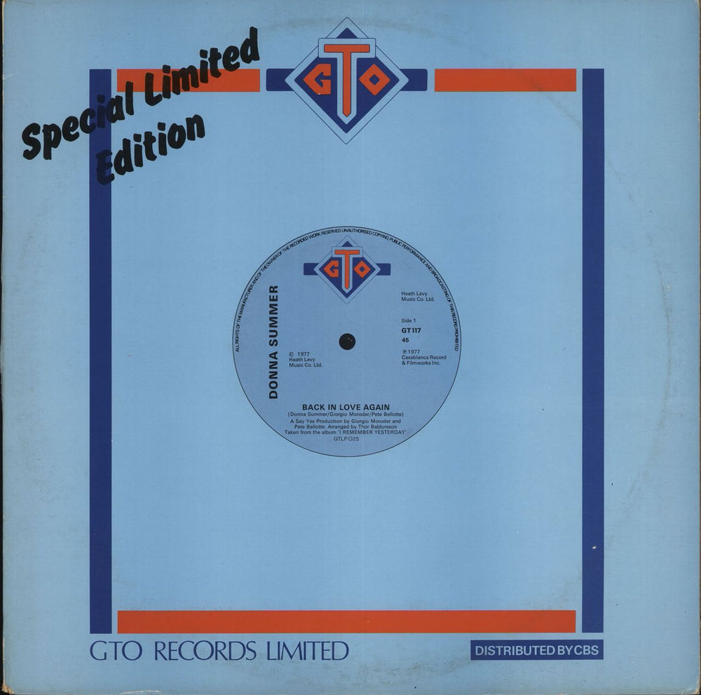 Donna Summer Back In Love Again UK 12" vinyl single (12 inch record / Maxi-single) GT117