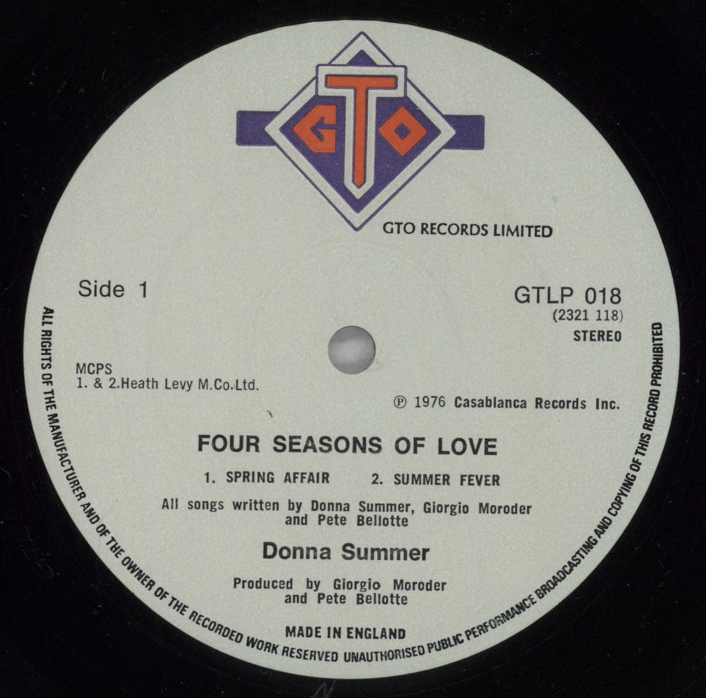 Donna Summer Four Seasons Of Love UK vinyl LP album (LP record) SUMLPFO823375