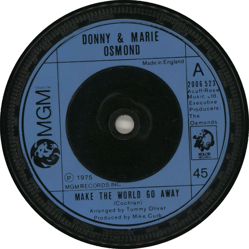 Donny & Marie Osmond Make The World Go Away UK 7" vinyl single (7 inch record / 45) 2006523