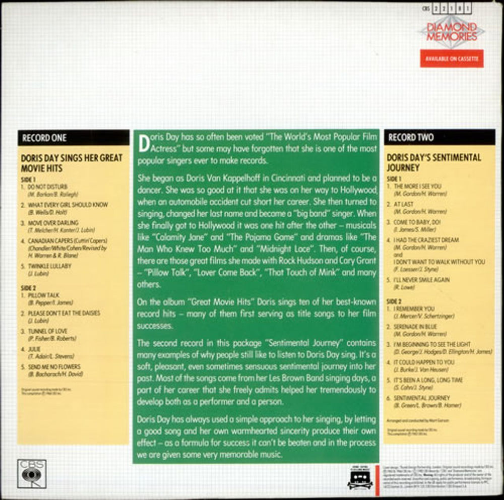 Doris Day Great Movie Hits/Sentimental Journey UK 2-LP vinyl record set (Double LP Album) DRD2LGR511708