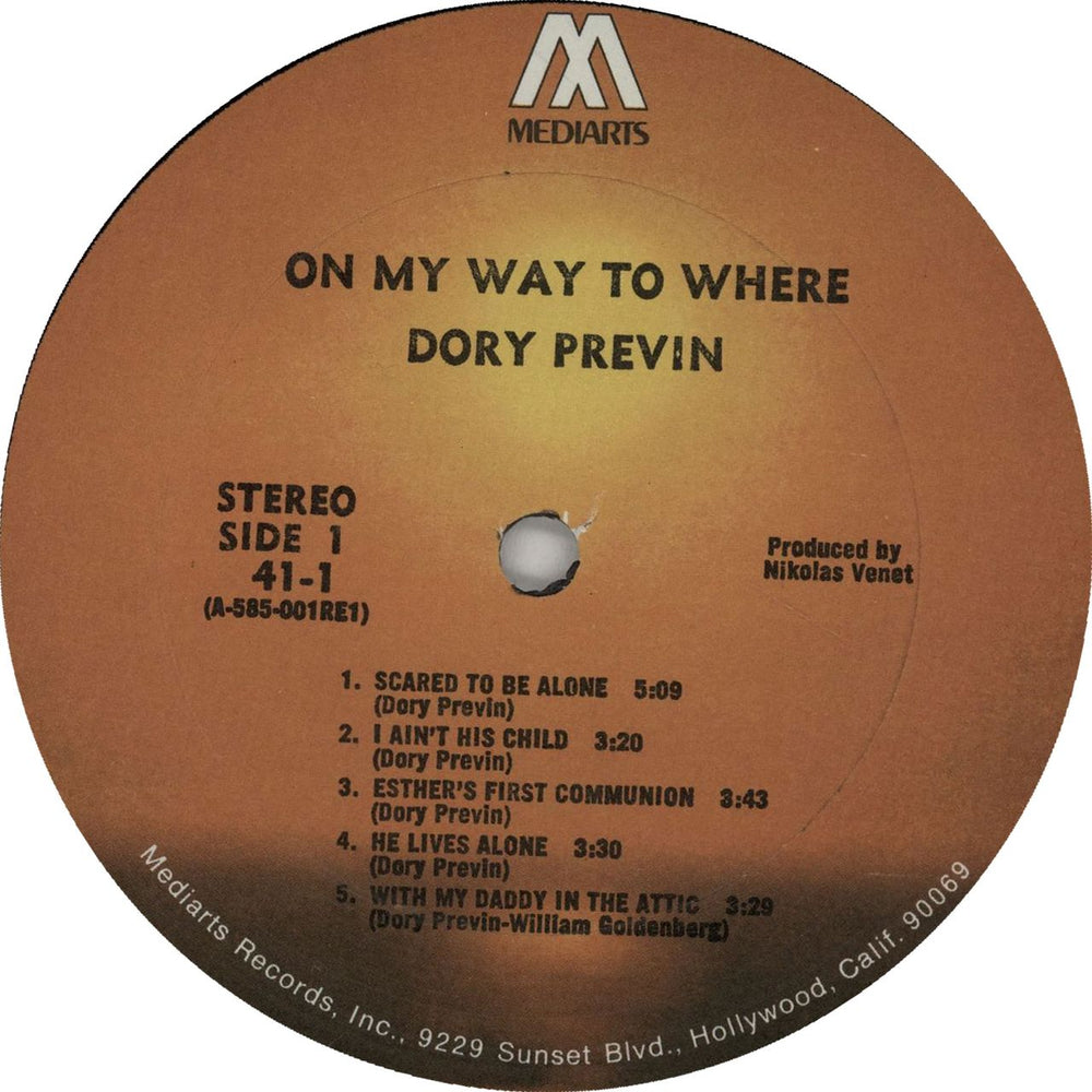 Dory Previn On My Way To Where US vinyl LP album (LP record)