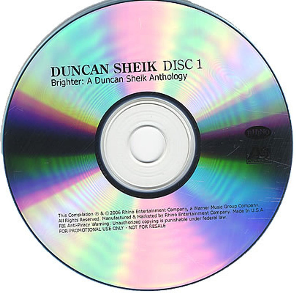 Duncan Sheik Brighter/Later: A Duncan Sheik Anthology US CD-R acetate CDR ACETATE