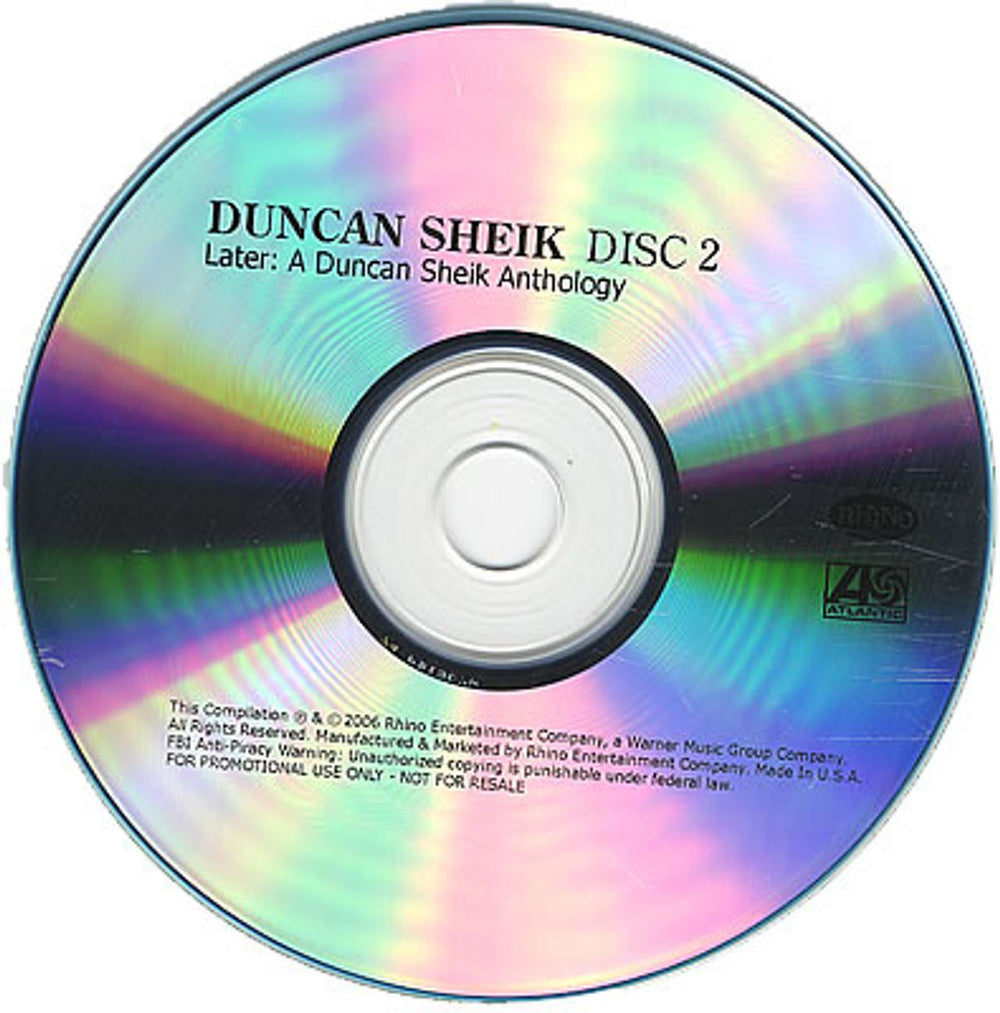 Duncan Sheik Brighter/Later: A Duncan Sheik Anthology US CD-R acetate D\SCRBR378937