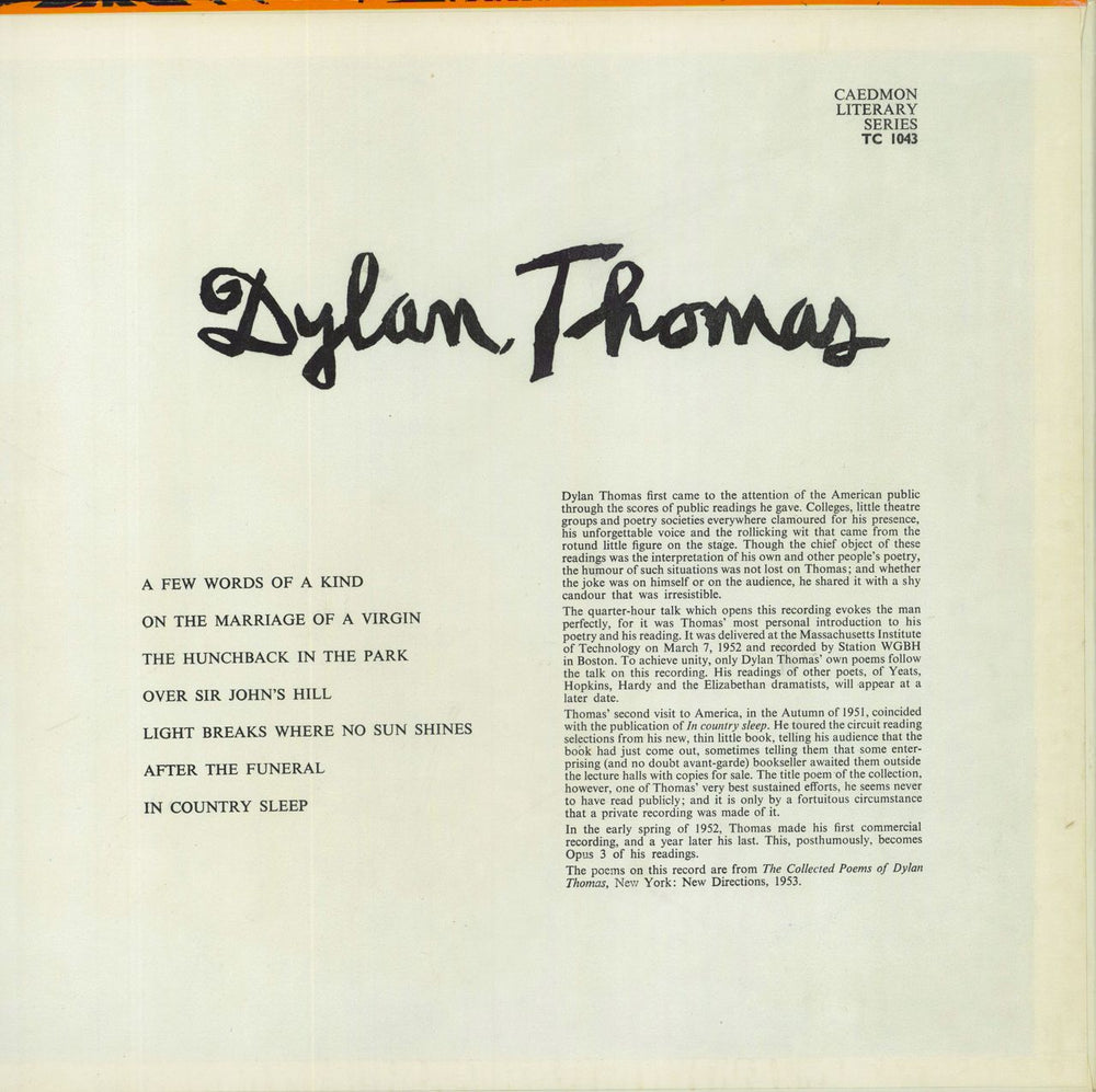 Dylan Thomas Dylan Thomas Reading Volume 3 UK vinyl LP album (LP record)