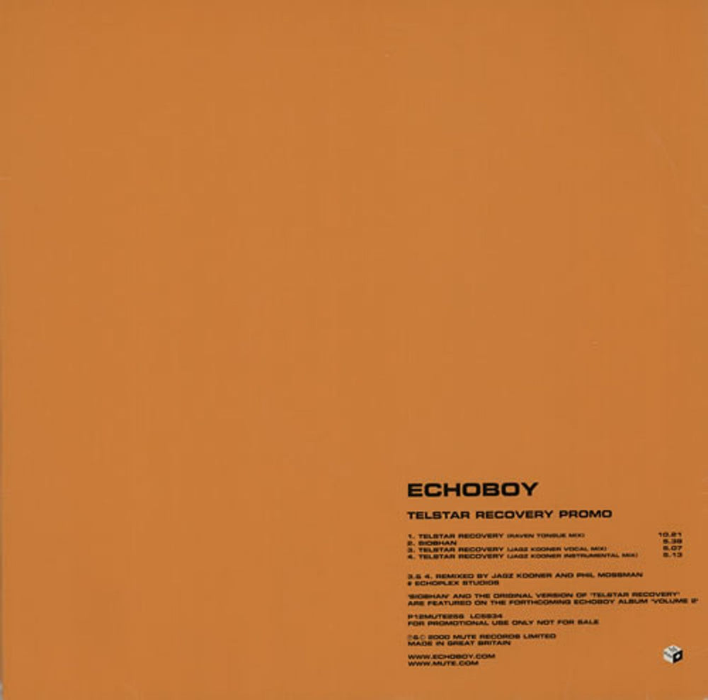 Echoboy Telstar Recovery UK Promo 12" vinyl single (12 inch record / Maxi-single) P12MUTE256