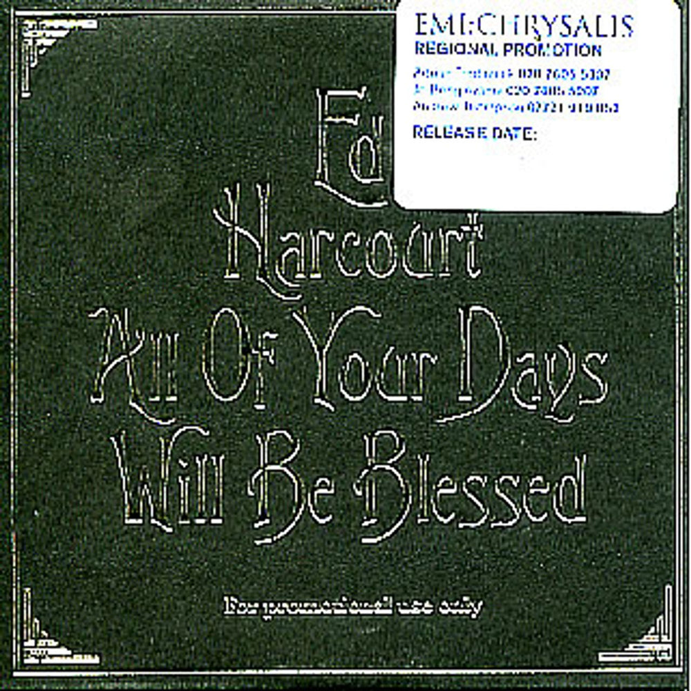 Ed Harcourt All Of Your Days Will Be Blessed UK Promo CD single (CD5 / 5") HVN127CDRP