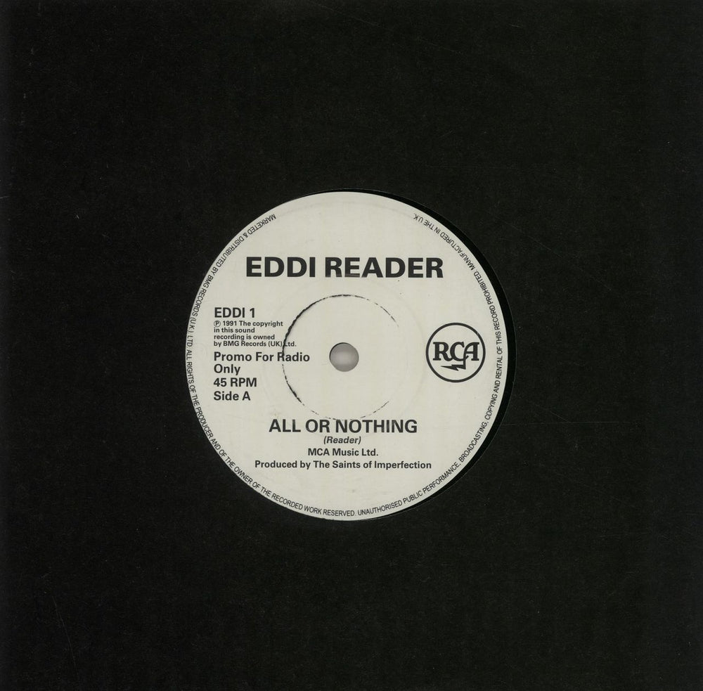 Eddi Reader All Or Nothing - Radio Promo UK 7" vinyl single (7 inch record / 45) EDDI1