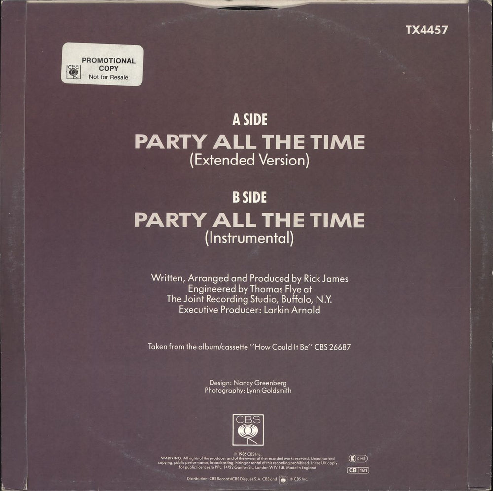 Eddie Murphy Party All The Time UK 12" vinyl single (12 inch record / Maxi-single)