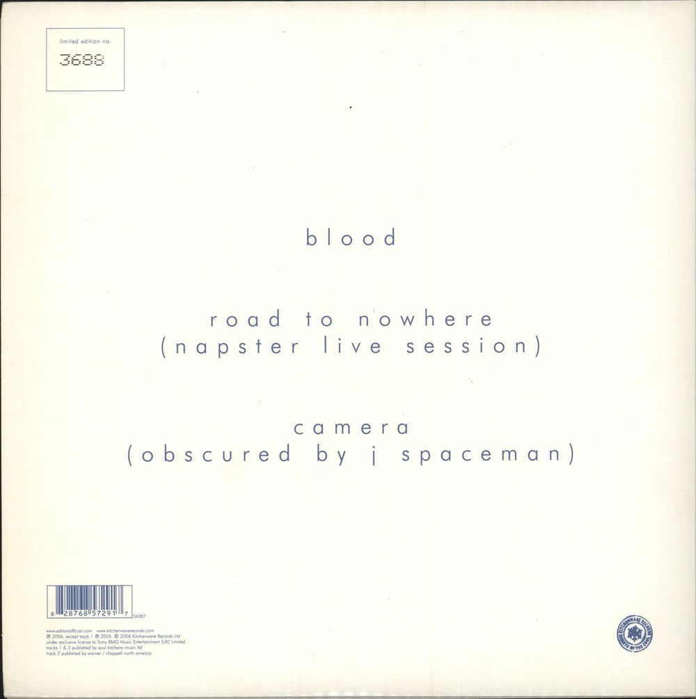 Editors Blood UK 10" vinyl single (10 inch record) 828768572917